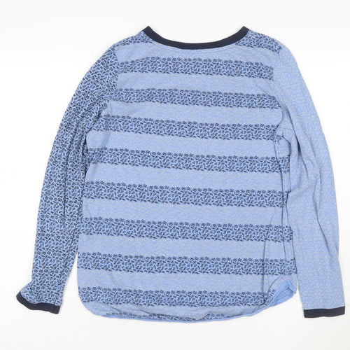 White Stuff Women's Blue Long Sleeve Cotton Striped T-Shirt UK 12