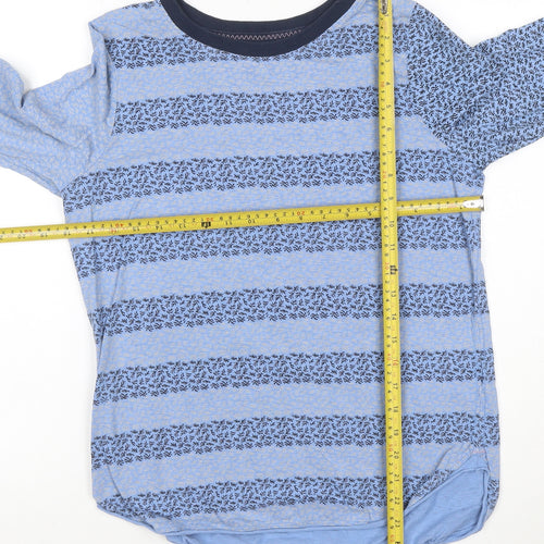 White Stuff Women's Blue Long Sleeve Cotton Striped T-Shirt UK 12