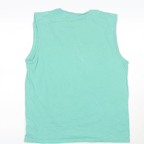 Pierre Cardin Men's Green Sleeveless Cotton Crew Neck T-Shirt Size L