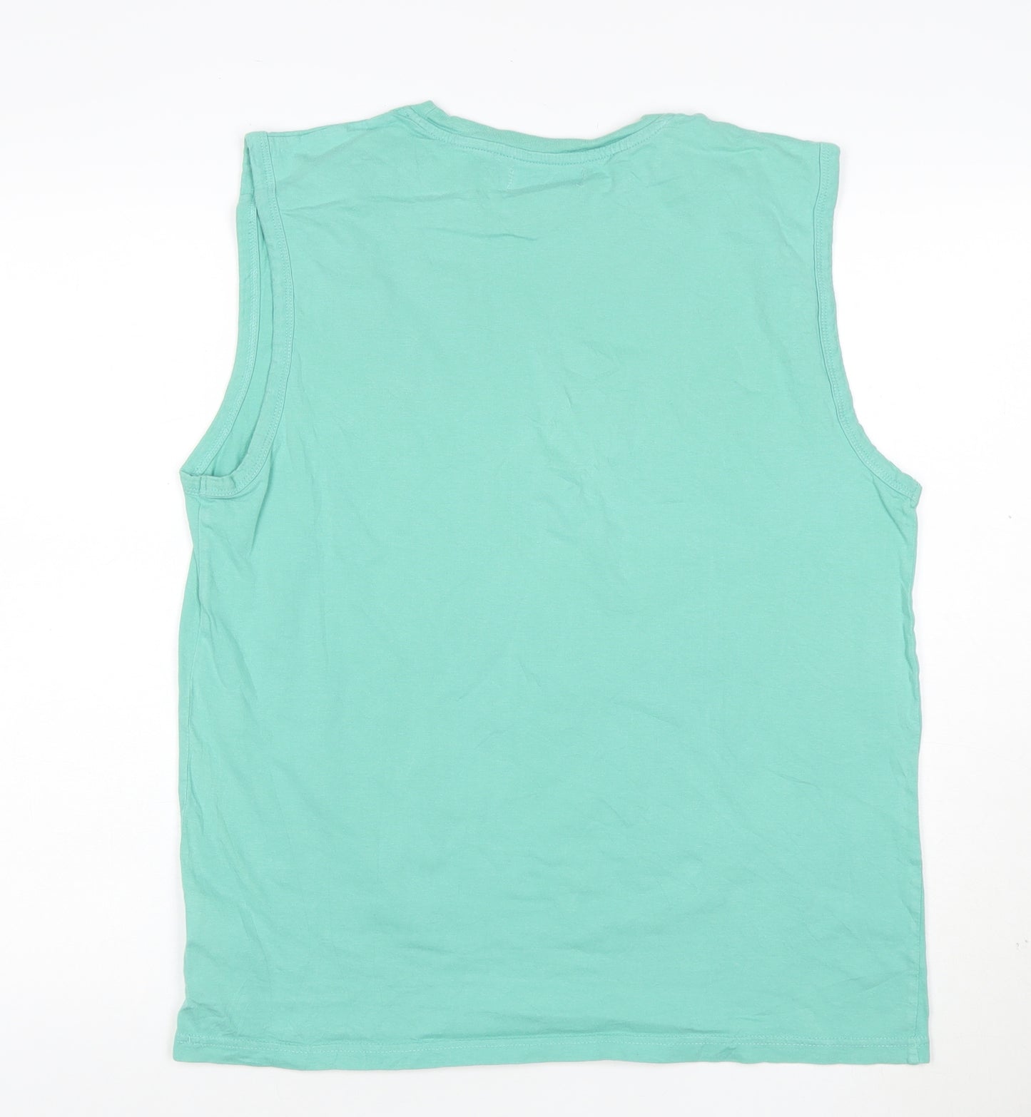 Pierre Cardin Men's Green Sleeveless Cotton Crew Neck T-Shirt Size L