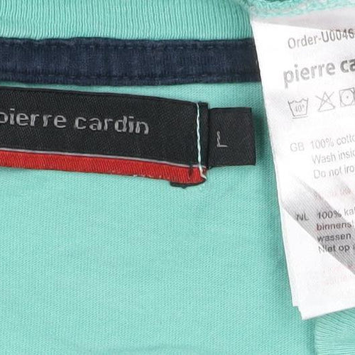 Pierre Cardin Men's Green Sleeveless Cotton Crew Neck T-Shirt Size L