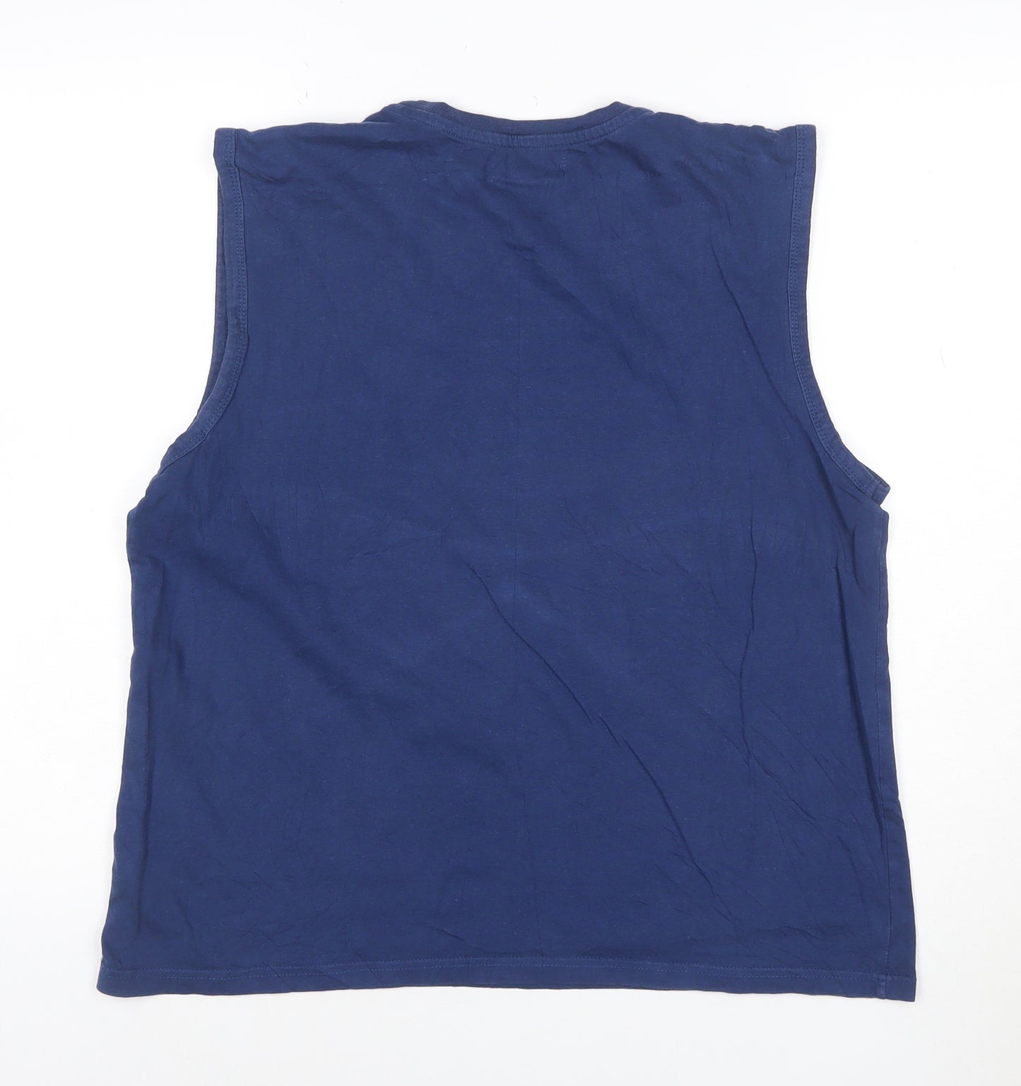 Pierre Cardin Men's Blue Sleeveless Crew Neck Cotton T-Shirt M