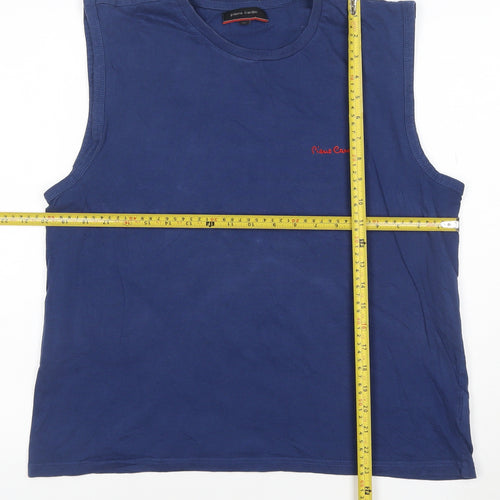 Pierre Cardin Men's Blue Sleeveless Crew Neck Cotton T-Shirt M