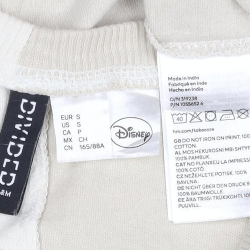H&M Divided Women’s Beige Colourblock Mickey Mouse T-Shirt Size S