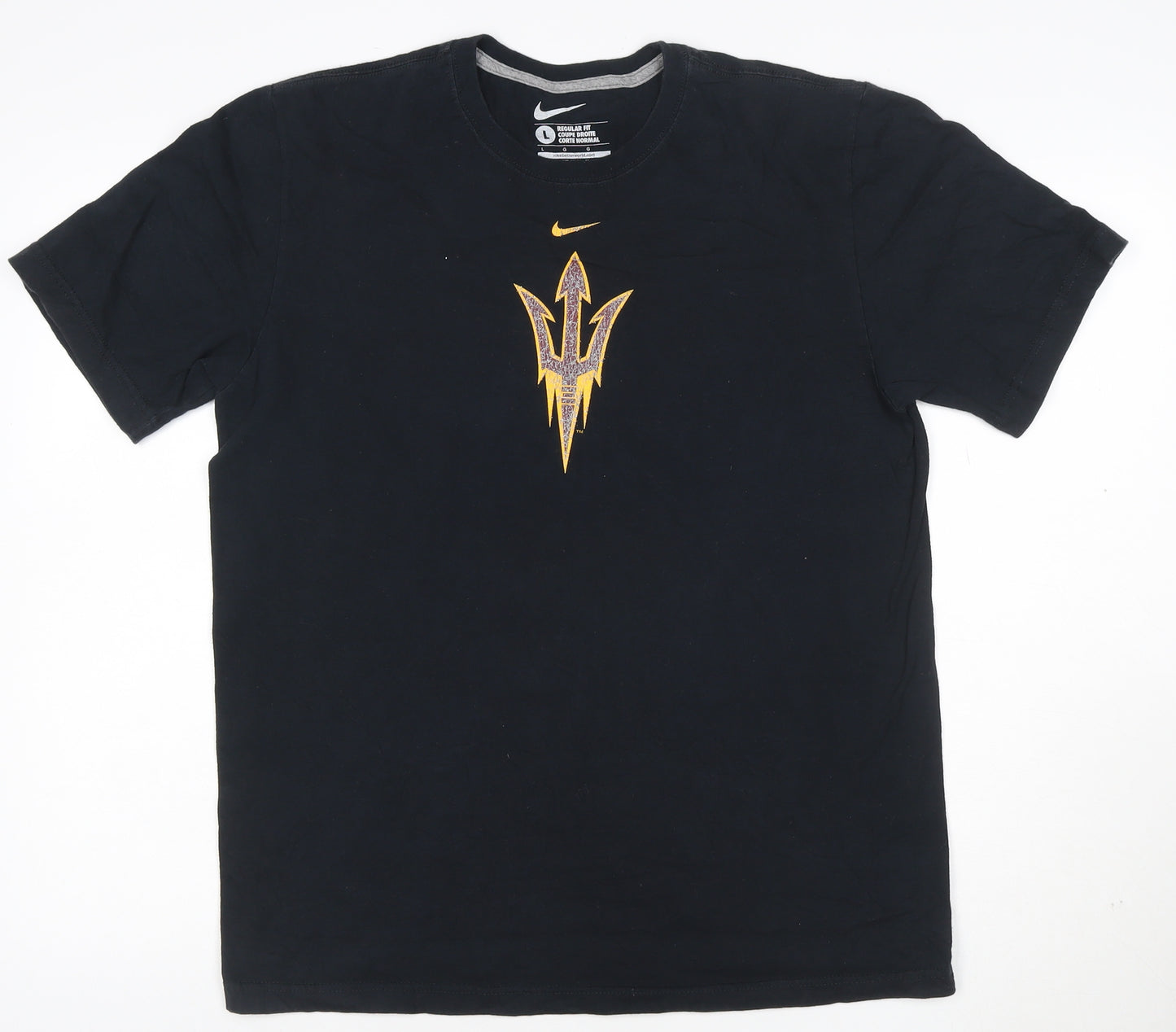 Nike Men's Black Regular Fit Cotton Graphic Sports T-Shirt Size L