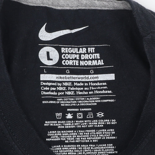 Nike Men's Black Regular Fit Cotton Graphic Sports T-Shirt Size L