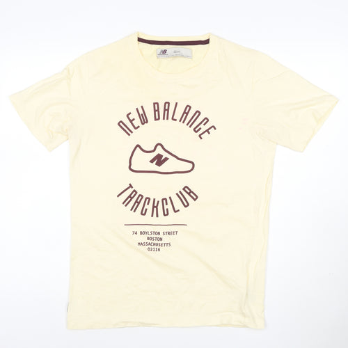 New Balance Men's Beige Track Club Cotton Crew Neck T-Shirt Medium