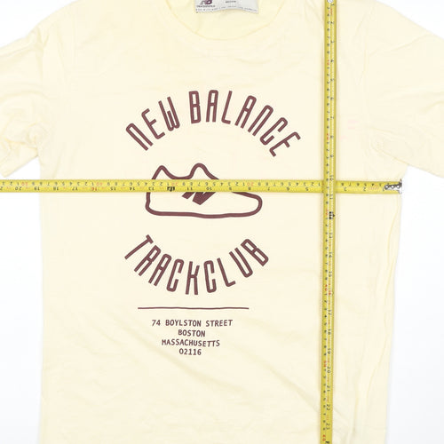 New Balance Men's Beige Track Club Cotton Crew Neck T-Shirt Medium