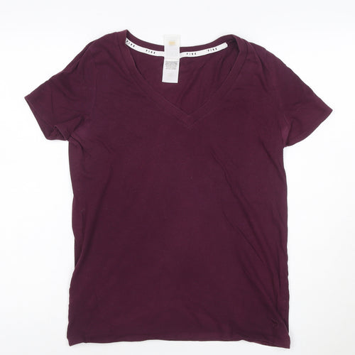 Victoria's Secret PINK Womens Purple V-Neck Short Sleeve T-Shirt Size S