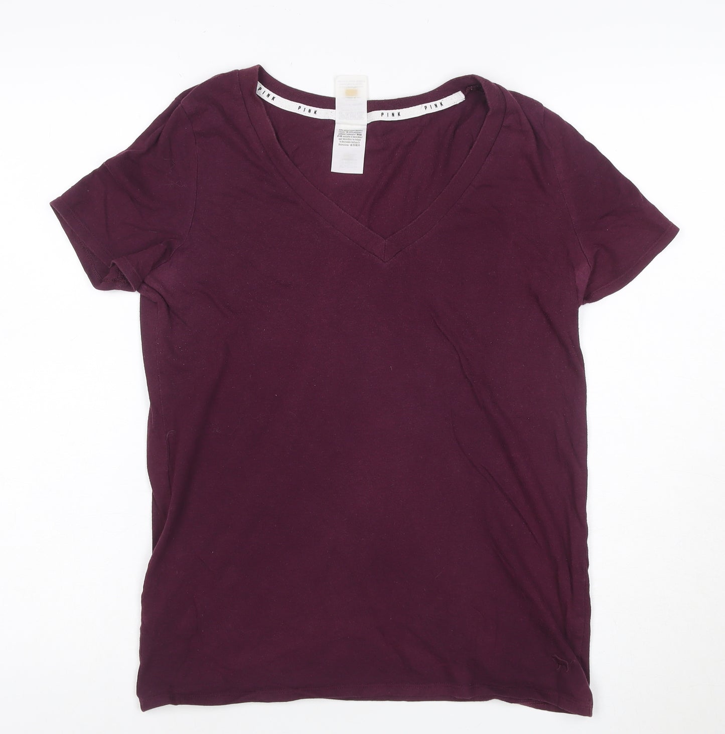 Victoria's Secret PINK Womens Purple V-Neck Short Sleeve T-Shirt Size S
