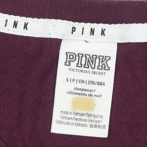 Victoria's Secret PINK Womens Purple V-Neck Short Sleeve T-Shirt Size S
