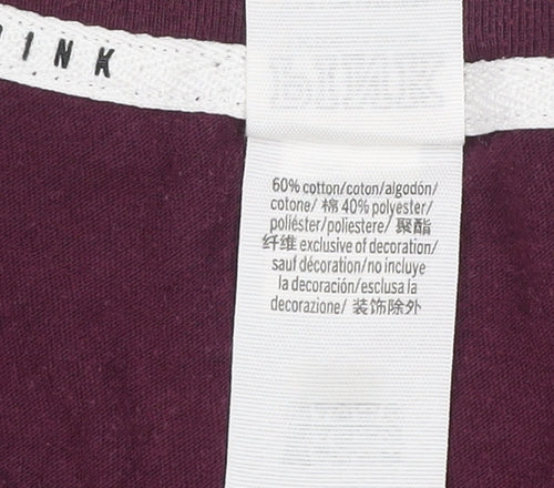 Victoria's Secret PINK Womens Purple V-Neck Short Sleeve T-Shirt Size S