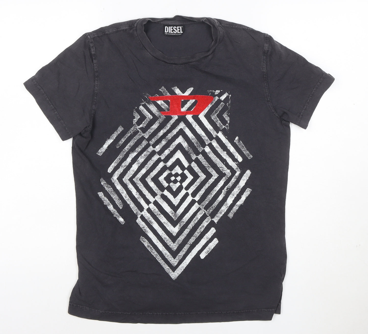 Diesel Mens Black Graphic Print Crew Neck Cotton T-Shirt XS