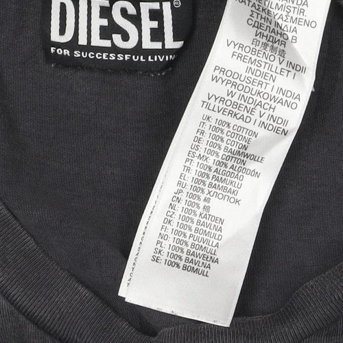 Diesel Mens Black Graphic Print Crew Neck Cotton T-Shirt XS