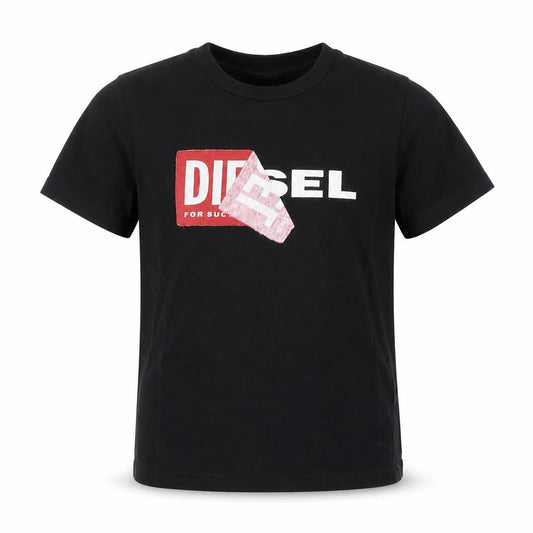 Diesel Boys Black Cotton Logo Short Sleeve T-Shirt 6 Years