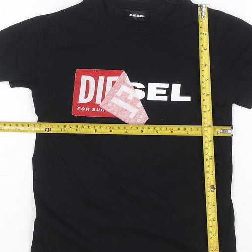 Diesel Boys Black Cotton Logo Short Sleeve T-Shirt 6 Years