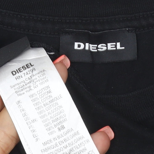 Diesel Boys Black Cotton Logo Short Sleeve T-Shirt 6 Years