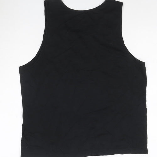 Reebok Womens Black L Tank Top Cotton Blend Sleeveless Sports Vest