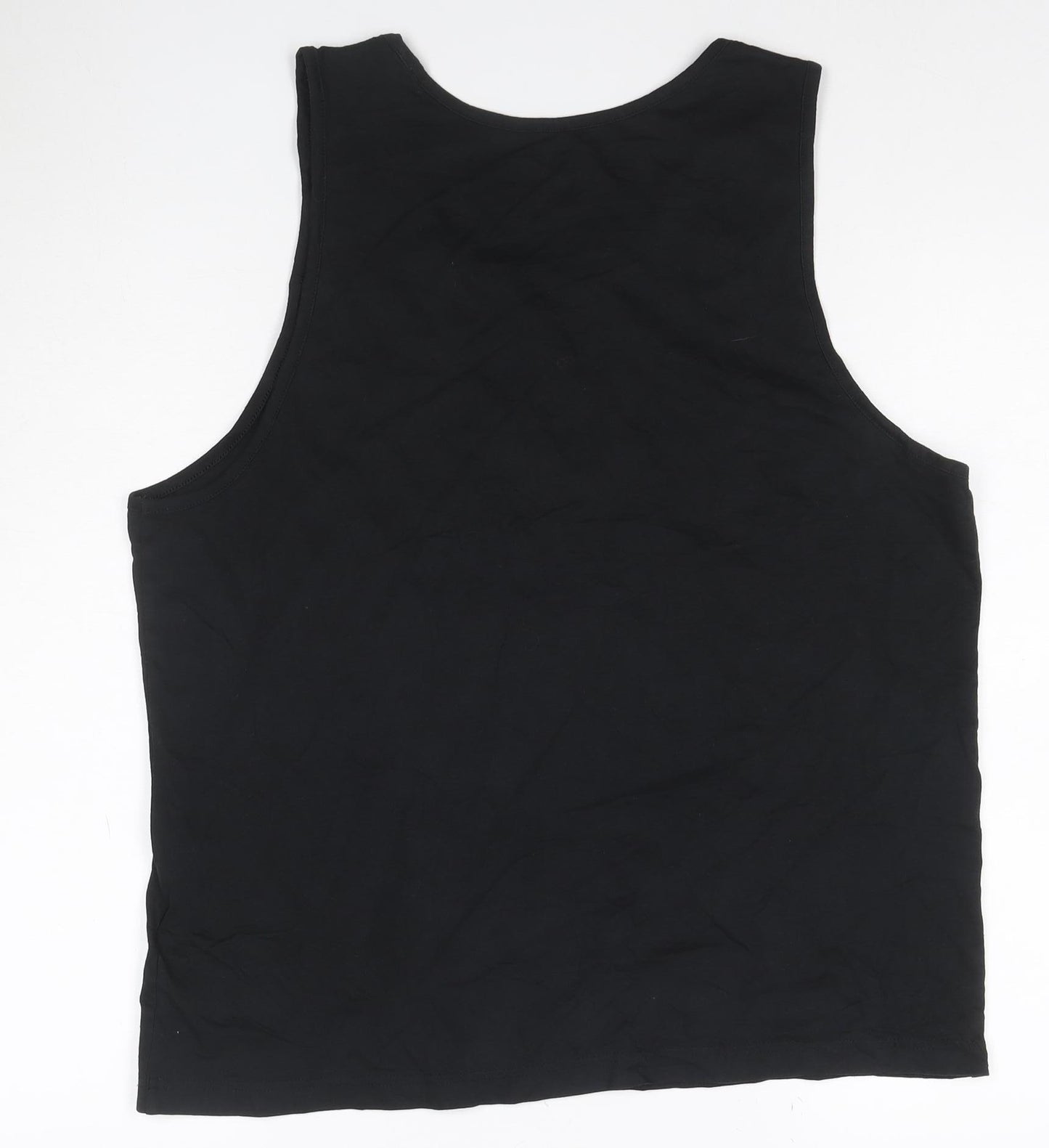 Reebok Womens Black L Tank Top Cotton Blend Sleeveless Sports Vest