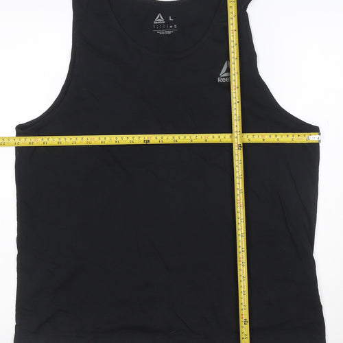 Reebok Womens Black L Tank Top Cotton Blend Sleeveless Sports Vest