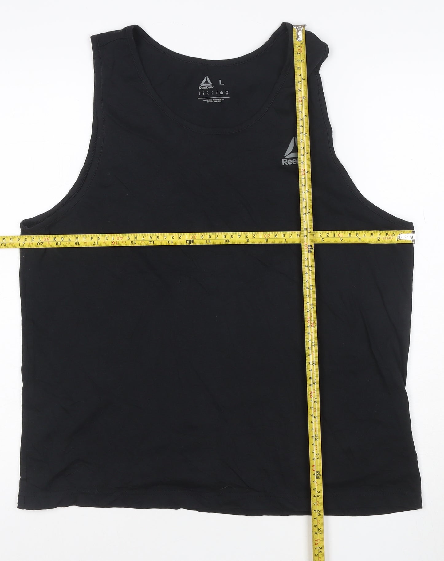 Reebok Womens Black L Tank Top Cotton Blend Sleeveless Sports Vest