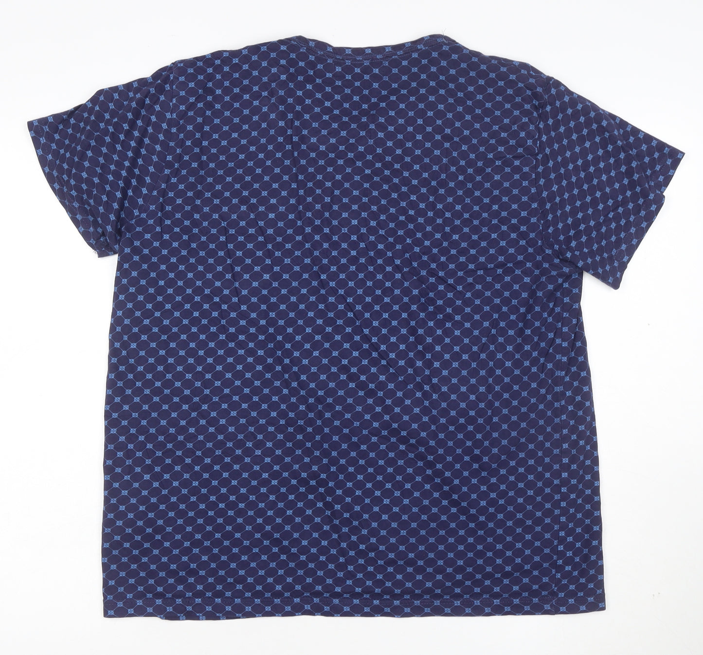 Pierre Cardin Blue Geometric Cotton T-Shirt L Unisex Adults