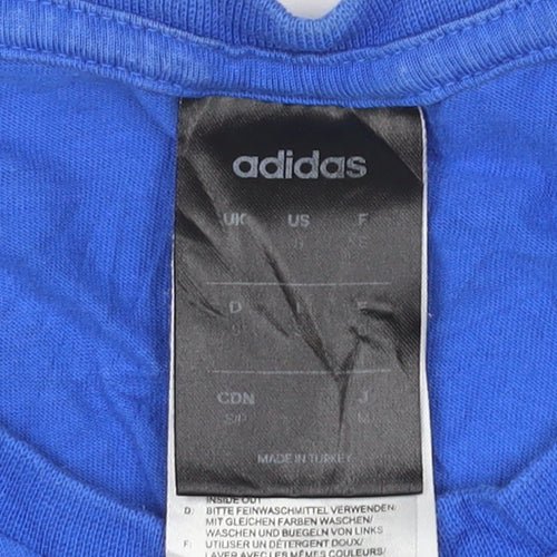 adidas Men Blue Cotton Graphic Print Short Sleeve T-Shirt Size S
