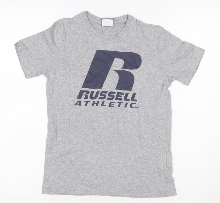 Russell Athletic Boys Grey Logo T-Shirt 9-10 Years Short Sleeve Sports Tee