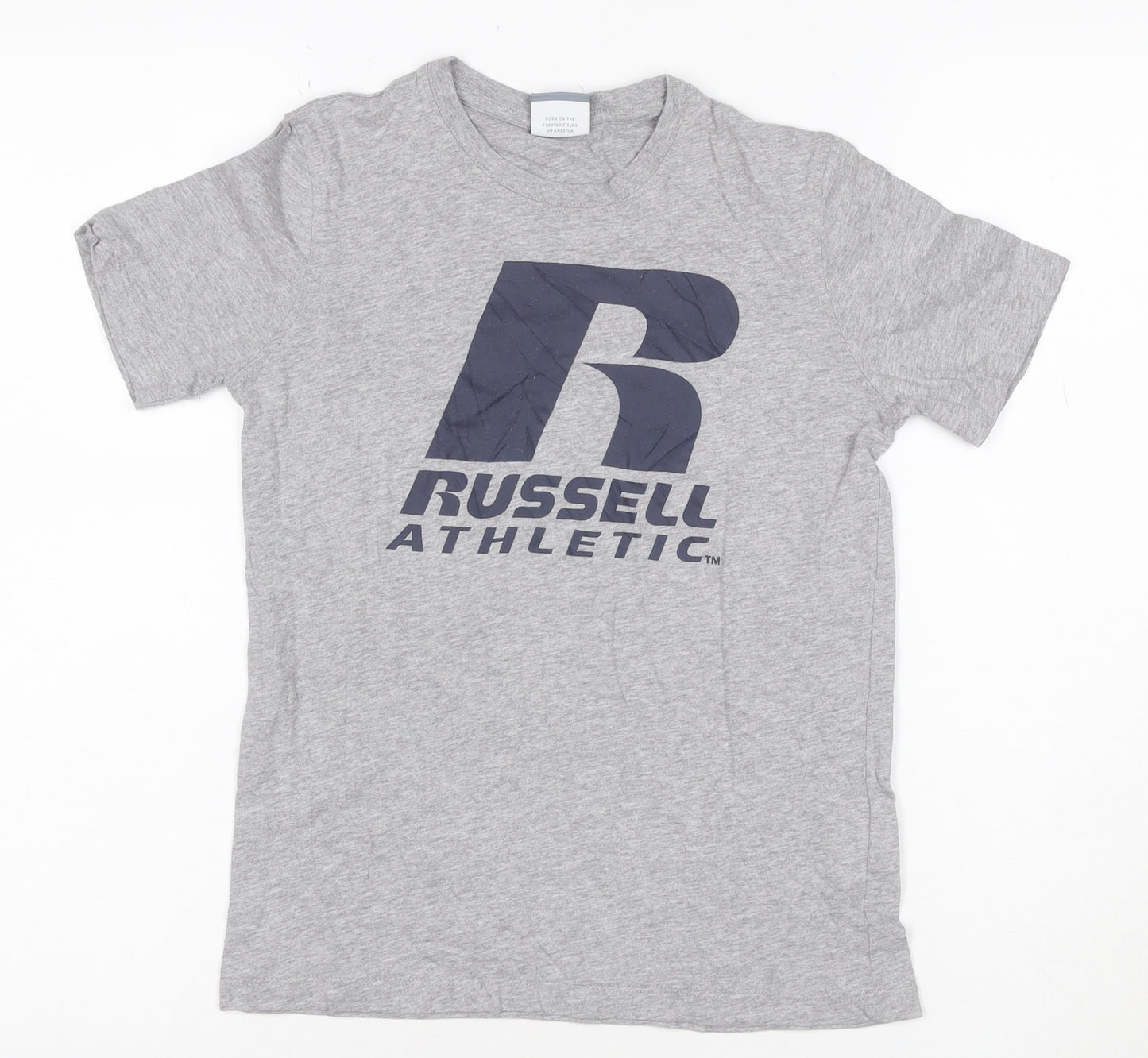Russell Athletic Boys Grey Logo T-Shirt 9-10 Years Short Sleeve Sports Tee