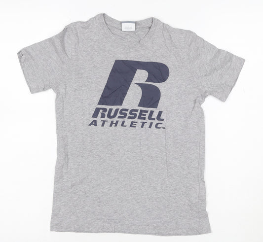 Russell Athletic Boys Grey Logo T-Shirt 9-10 Years Short Sleeve Sports Tee