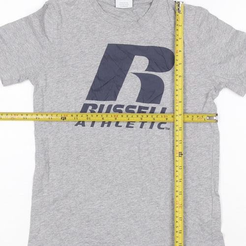 Russell Athletic Boys Grey Logo T-Shirt 9-10 Years Short Sleeve Sports Tee