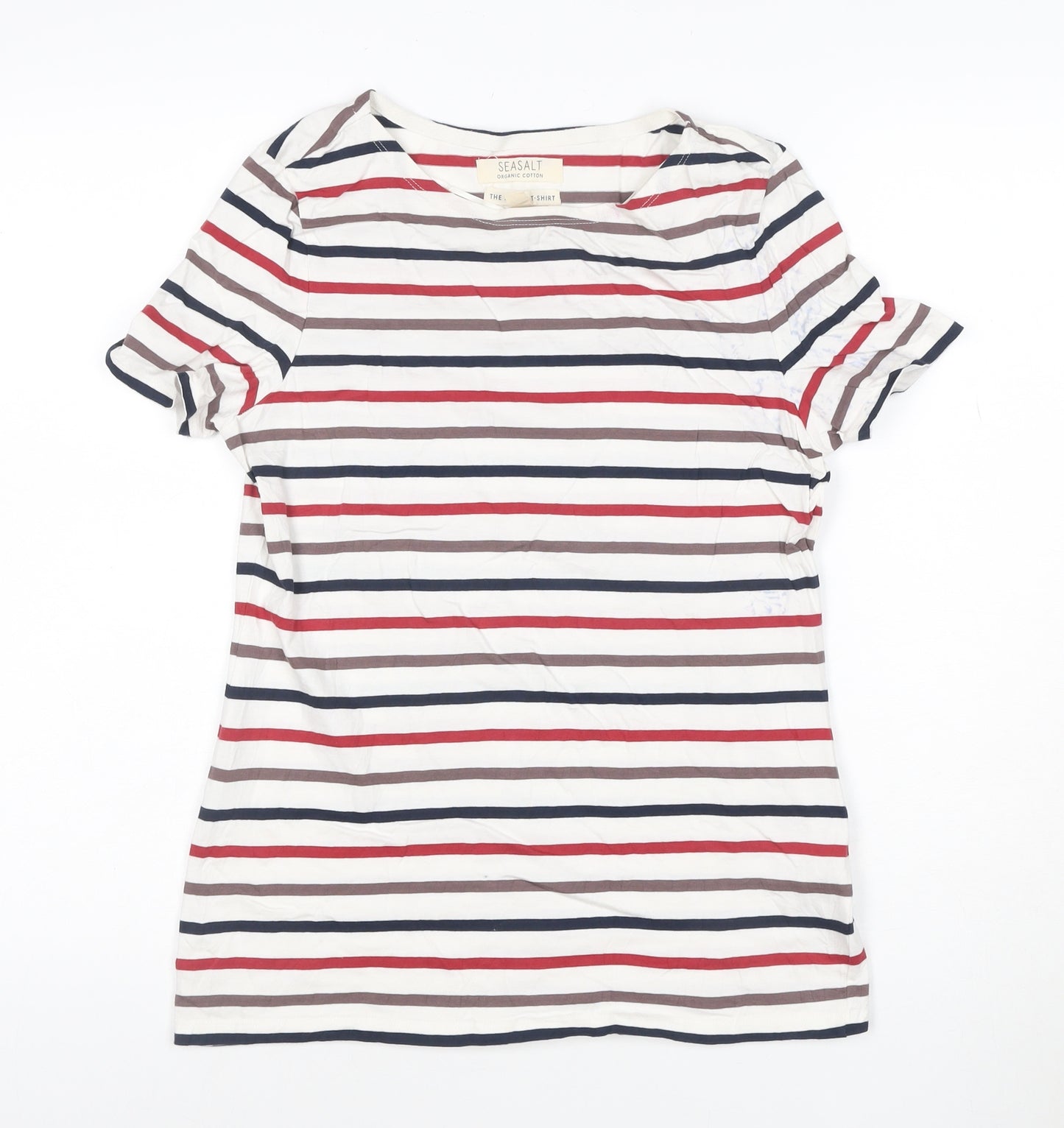 Seasalt Women’s Multicoloured Striped Organic Cotton T-Shirt Size 10