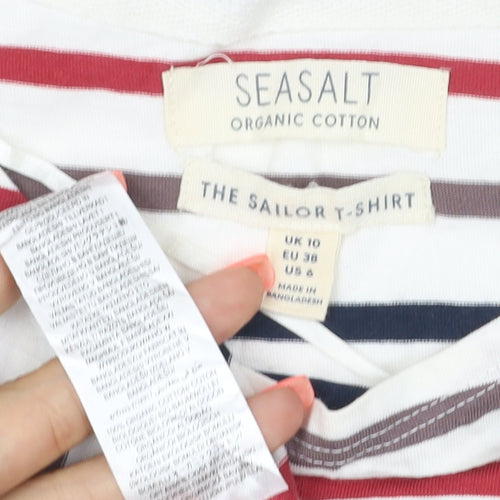 Seasalt Women’s Multicoloured Striped Organic Cotton T-Shirt Size 10