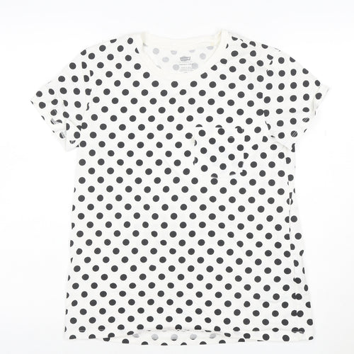 Levi's Women's White Polka Dot Cotton Crew Neck T-Shirt Size M