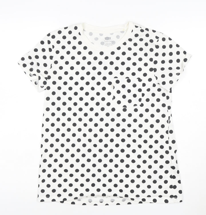 Levi's Women's White Polka Dot Cotton Crew Neck T-Shirt Size M