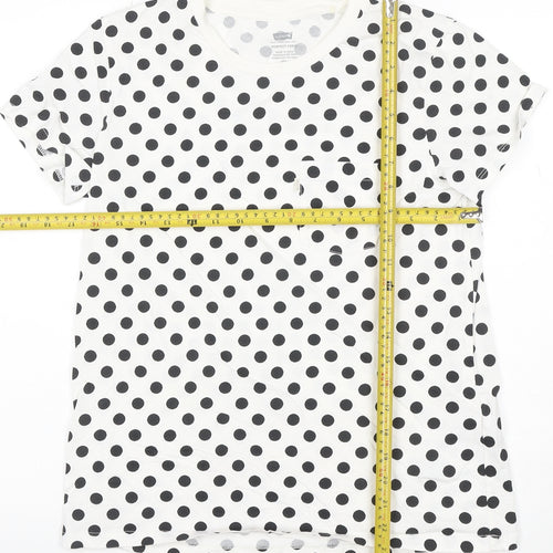 Levi's Women's White Polka Dot Cotton Crew Neck T-Shirt Size M