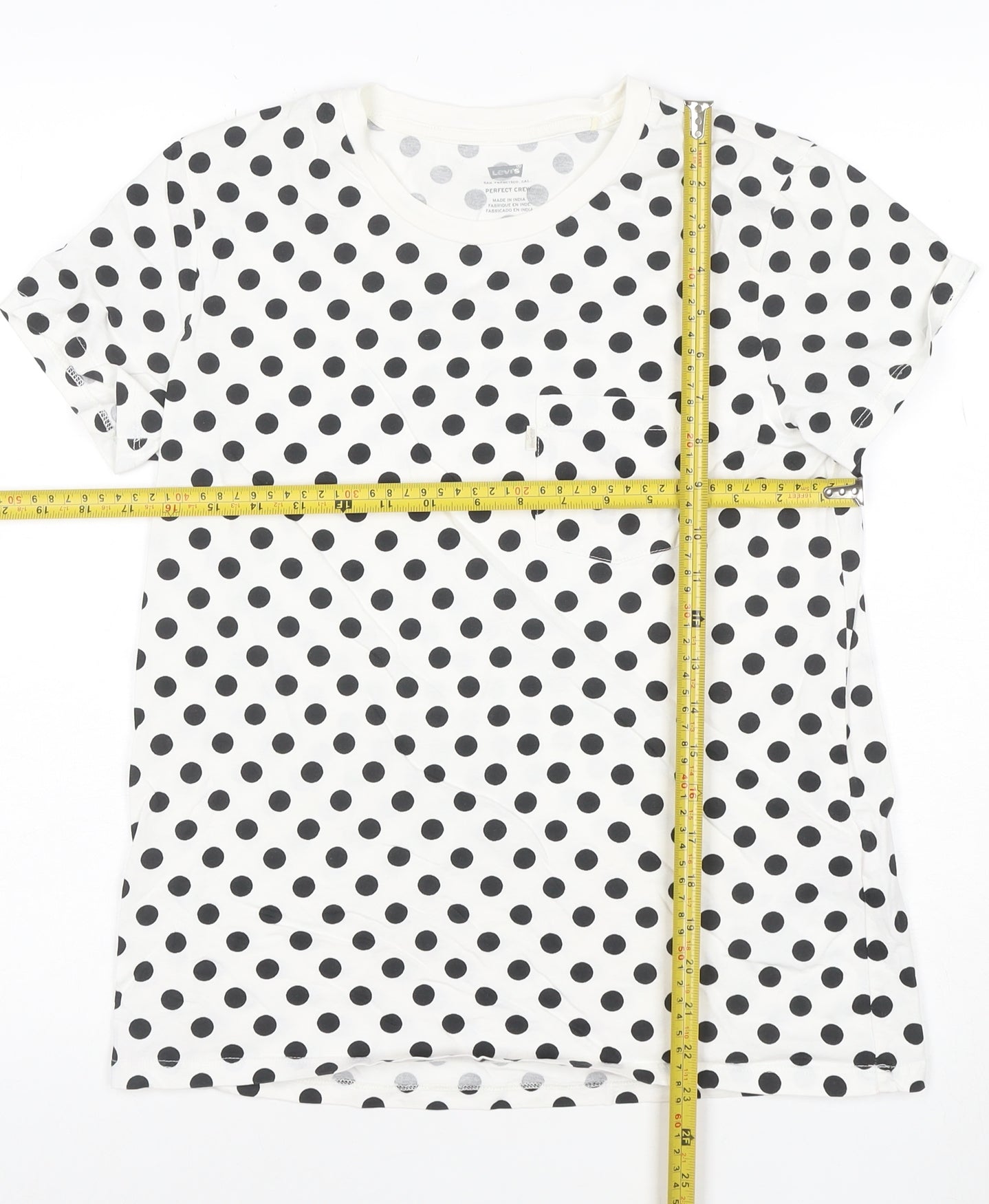 Levi's Women's White Polka Dot Cotton Crew Neck T-Shirt Size M