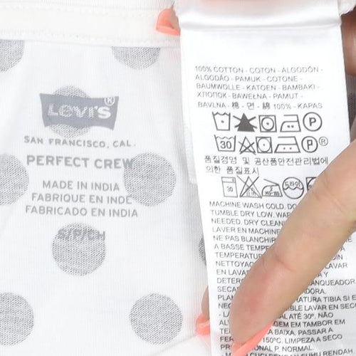 Levi's Women's White Polka Dot Cotton Crew Neck T-Shirt Size M