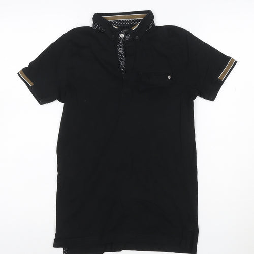 Next Boys Black 12 Years Polo Shirt Button-Down Collar 100% Cotton