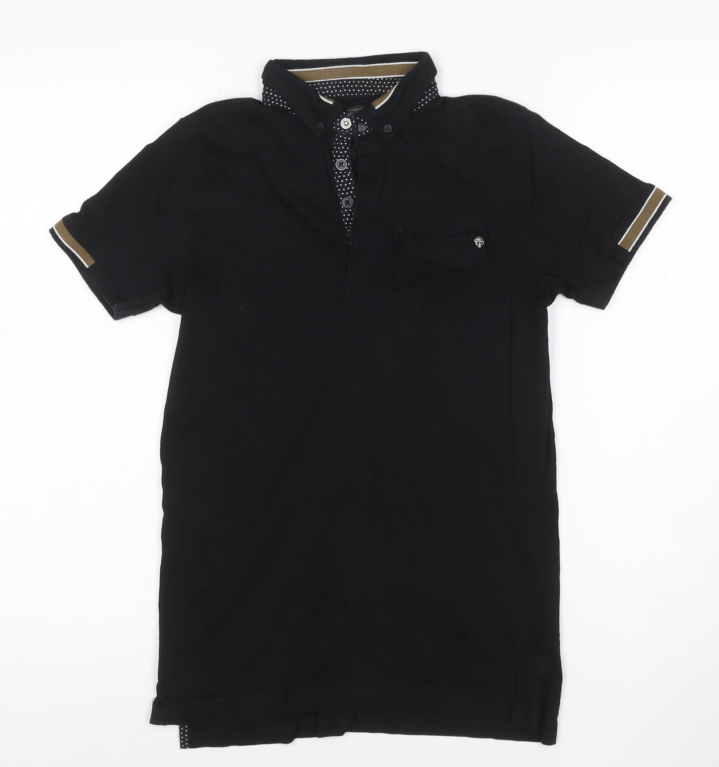 Next Boys Black 12 Years Polo Shirt Button-Down Collar 100% Cotton