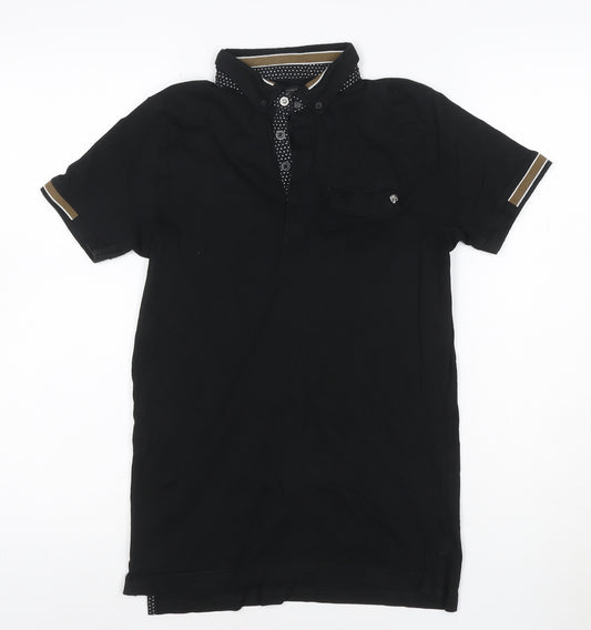 Next Boys Black 12 Years Polo Shirt Button-Down Collar 100% Cotton