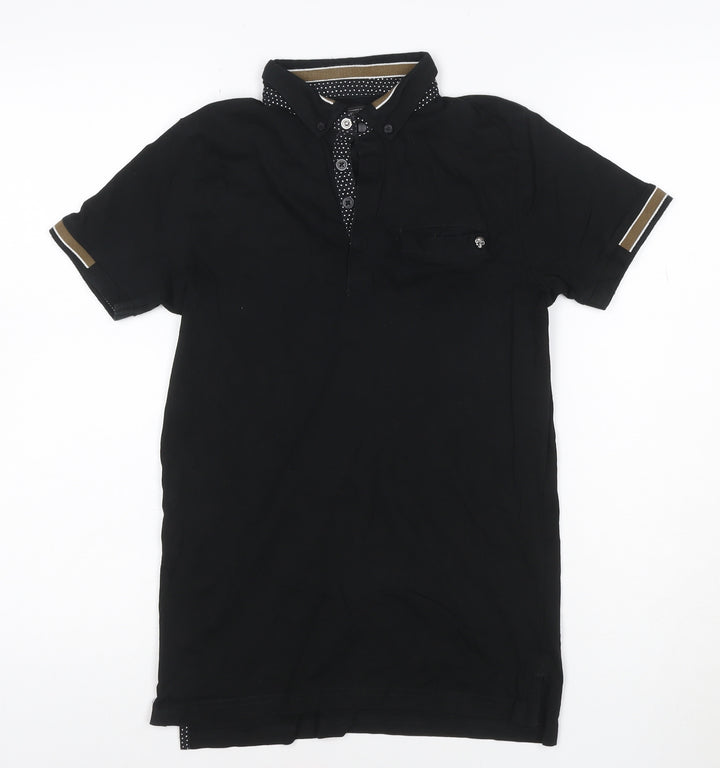 Next Boys Black 12 Years Polo Shirt Button-Down Collar 100% Cotton