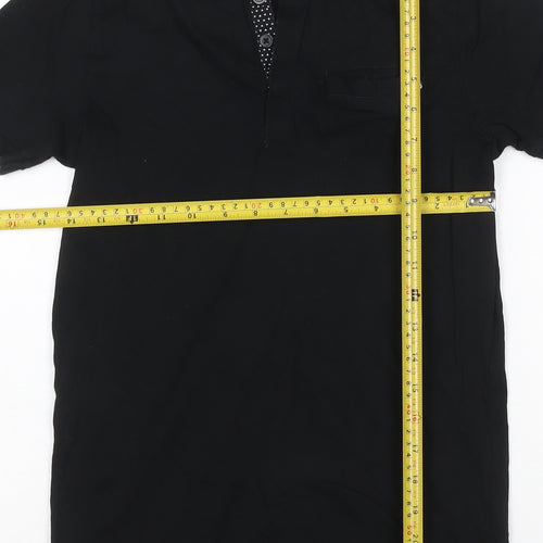Next Boys Black 12 Years Polo Shirt Button-Down Collar 100% Cotton