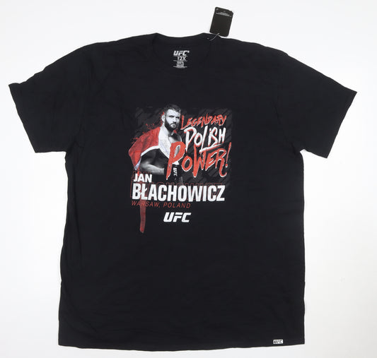 UFC Men’s Black 2XL Cotton Graphic T-Shirt Jan Błachowicz Polish Power