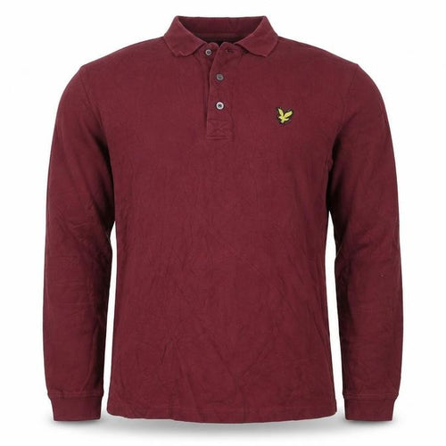 Lyle & Scott Men's Red Long Sleeve Cotton Polo Shirt Size S