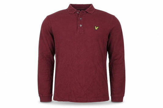 Lyle & Scott Men's Red Long Sleeve Cotton Polo Shirt Size S