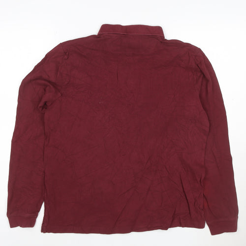Lyle & Scott Men's Red Long Sleeve Cotton Polo Shirt Size S