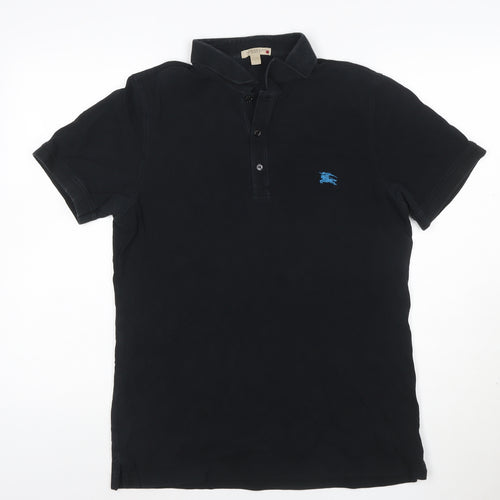 Burberry Brit Men's Black Cotton Polo Shirt Size L Short Sleeve