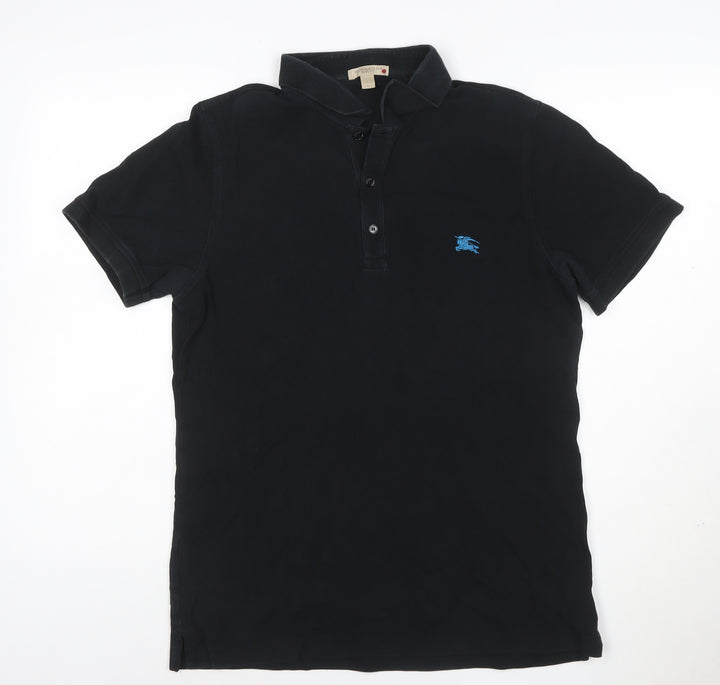 Burberry Brit Men's Black Cotton Polo Shirt Size L Short Sleeve