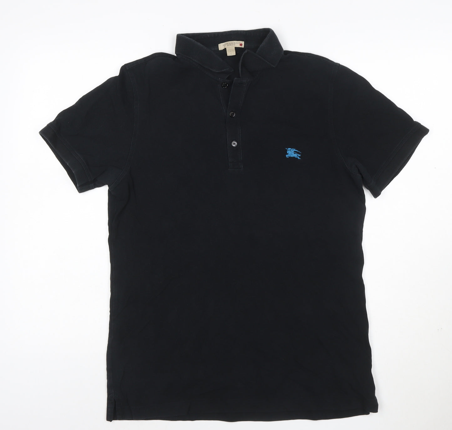 Burberry Brit Men's Black Cotton Polo Shirt Size L Short Sleeve